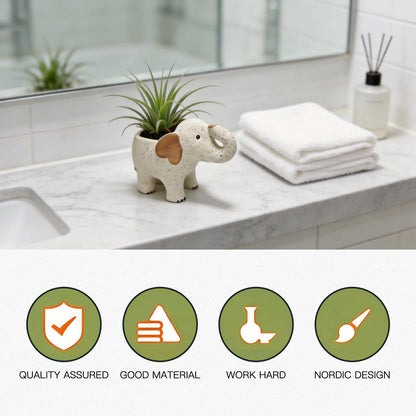 DZHPSRSZ White Elephant Planter Ceramic Elephant Succulent Planter with Drainage Hole, Indoor Outdoor Home Garden Desk Decor,Elephant Flower Pot for Succulents Cactus Air Plants(9.1in)