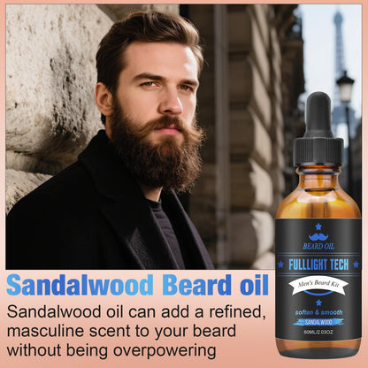 Beard Oil,2 Packs 4 FLOZ(120ml) Natural Beard Oil for Men Growth,Sandalwood and Unscented Beard Growth Oil Soften,Strengthen,Moisturize Beard Care,Stocking Stuffers for Men Gifts for Him Dad Boyfriend