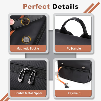 Slim Laptop Backpack for Men & Women, 15.6 Inch Lightweight Computer Backpack with Magnetic Flap, Keychain, Casual Daypack College Bookbag Water-Resistant Travel Work Commuter Backpack, Black