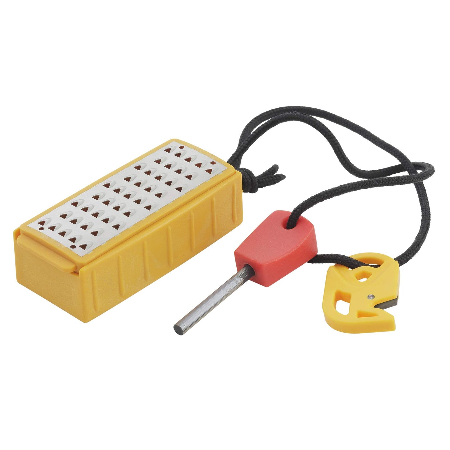 Smith's 50562 Pack Pal Tinder Maker with Fire Starter – Stainless Steel Grater –Striker – Natural Tinder – Outdoor Survival Tool – Lightweight – Portable, Yellow
