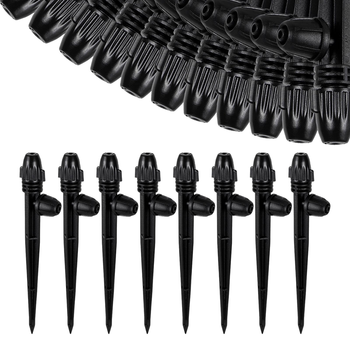 20 Pcs Drip Irrigation Misting Spray Emitters,360 Degree Adjustable Atomizing Nozzles Drip Line Misting Emitters for 1/4" Irrigation Tubing Micro Drip Misting Sprinkler for Garden Watering System