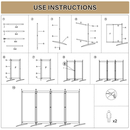 AKTOP Room Divider 4 Panel, 80" W Portable Wall Divider for Room Separation, Freestanding Partition Room Dividers, Folding Room Separators Privacy Screens for Home Office Bedroom, Grey
