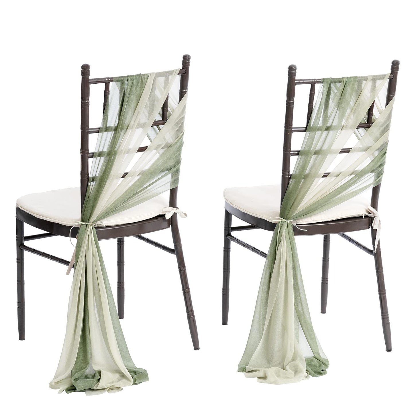 Ling's moment Wedding Chair Sashes Cover Aisle Decorations Draping Fabric Wrinkle-Free with Tie 16 Pcs Sage & Milky Green for Party Ceremony Reception Floral Arrangement Banquet Outdoor Decor