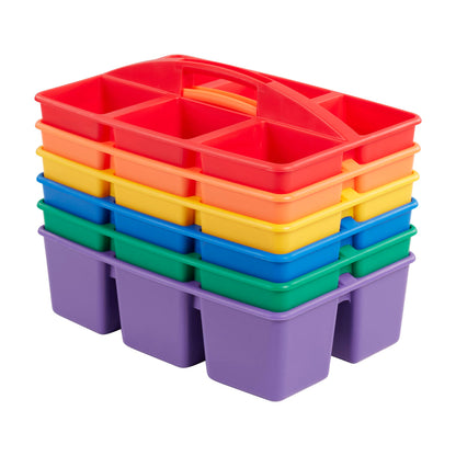 ECR4Kids 6-Compartment Large Plastic Caddy, Multipurpose Organization, Primary, 6-Pack