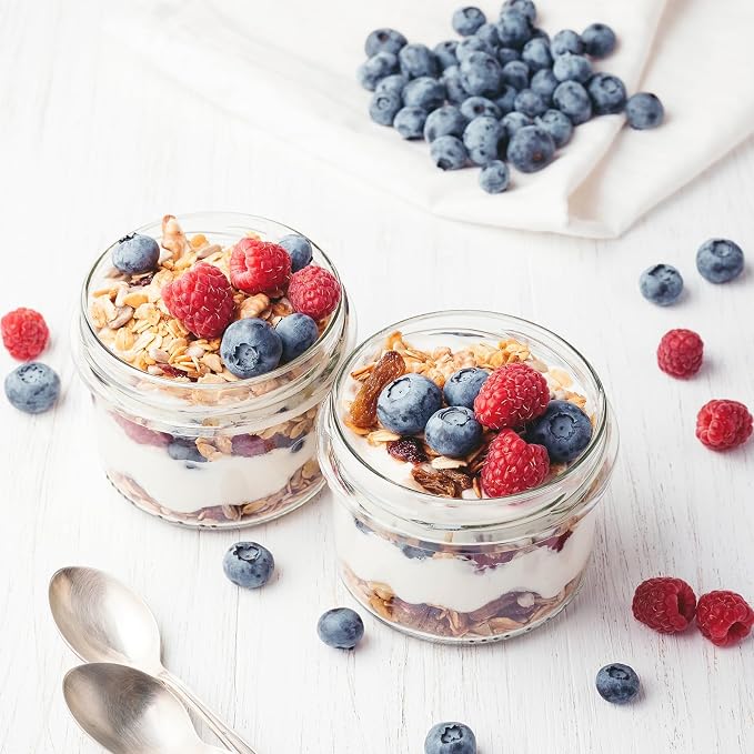 SHOWIN Overnight Oats Containers with Lids, 10oz Glass Jars with Lids 8 pcs, Light Green, Wide Mouth Mason jars for Salad, Yogurt, Snacks, Meal Prep