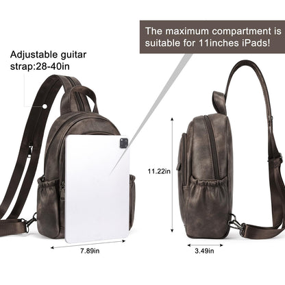CLUCI Sling Bag for Women Leather Backpack Small Convertible Backpack Purse for Travel Hiking Cycling