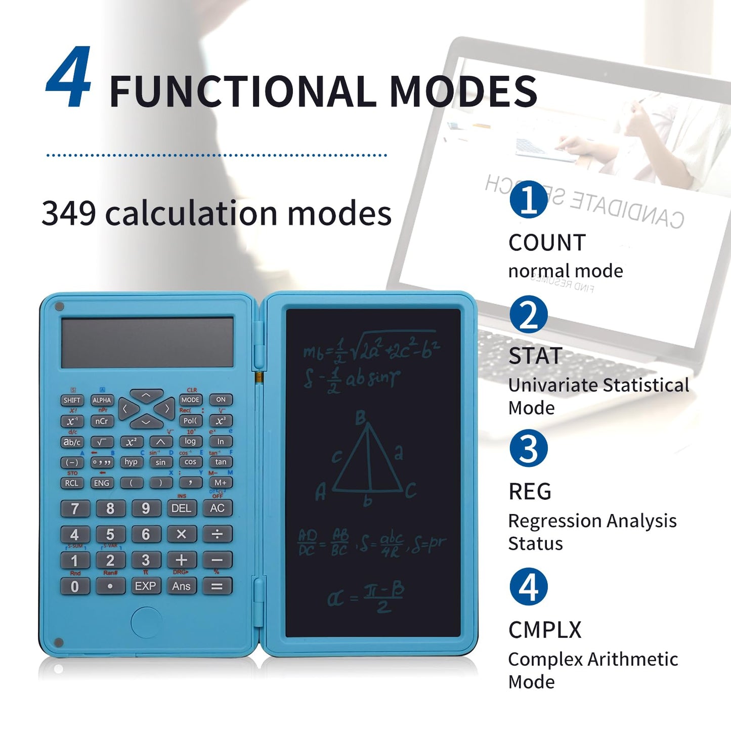 Basic Calculator Notepad with 6.5 Inch LCD Writing Tablet, Rechargeable, Lock Button and E-Pen,12 Digit Display, Also Inkless Drawing/Memo Pads/Planning Boards, Hand-held for Daily and Basic Office
