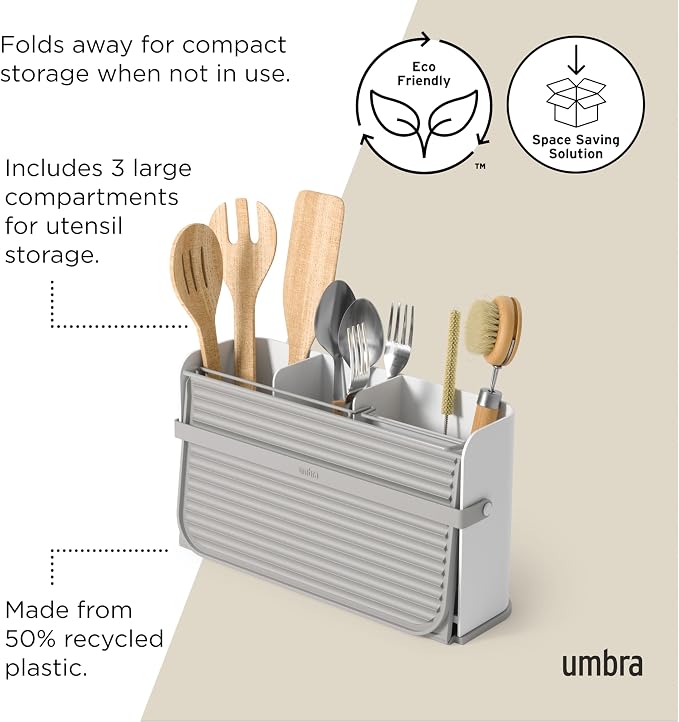 Umbra Sling Compact Dish Rack for Drying Dishes, Cutlery and More, Folds Away for Compact Storage