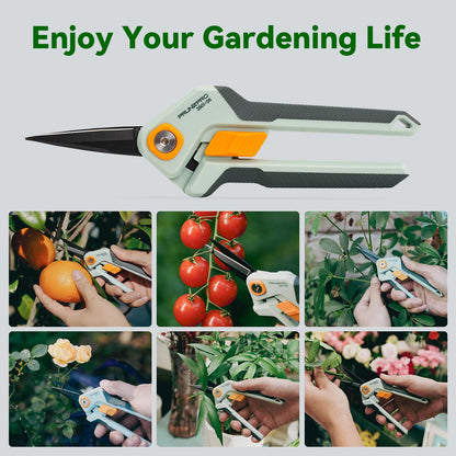 PrunePro Garden Scissors Pruning Shears Sharp Stainless Steel Non-Stick Teflon Coating Blade for Precise Cuts Garden Snip Bonsai Clippers for Plants Rose Flower 2 Pack