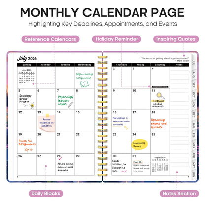 Planner 2026-2027, Academic Year Weekly and Monthly Calender Planner, from Jul 2026 - Jun 2027, Spiral Bound School Planning Book, Perfect for Teacher, Student, Women & Men, A4 (8.5" x 11"), Alpine Twilight