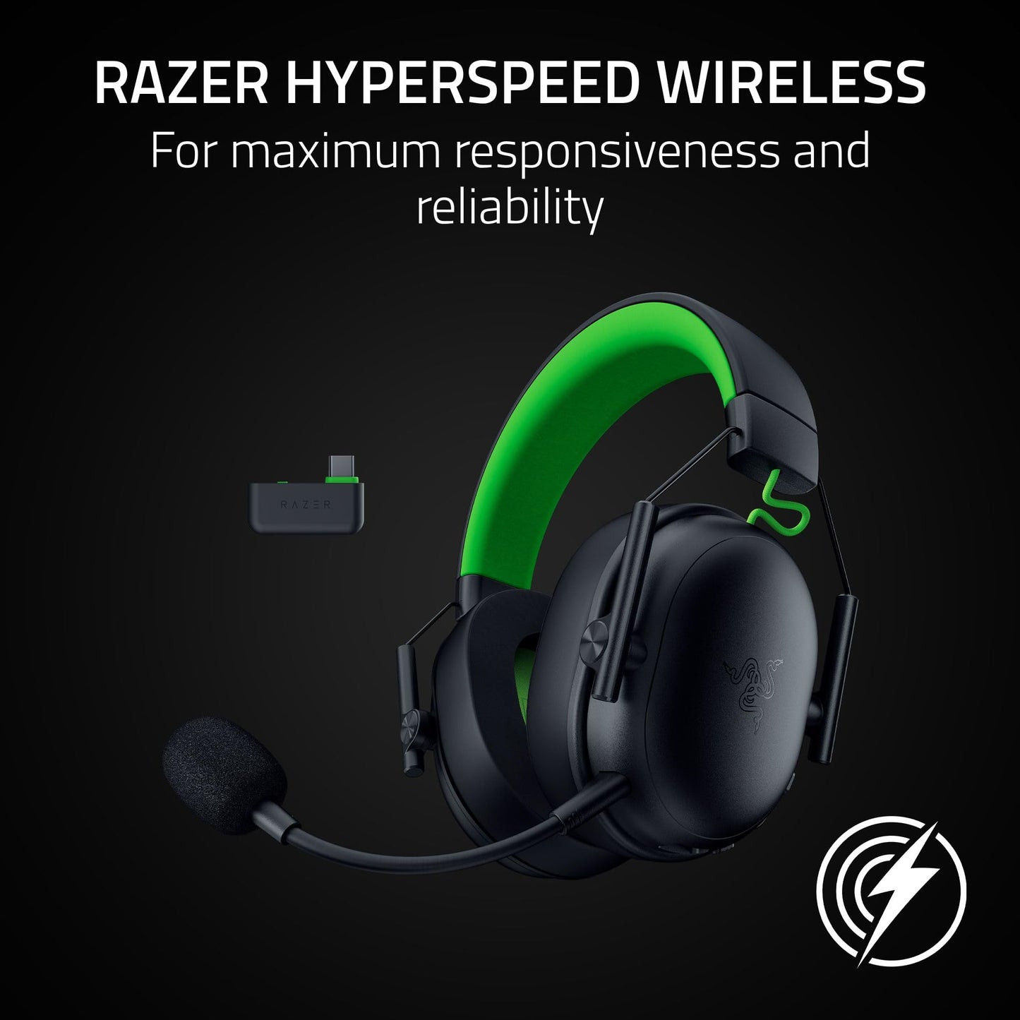 Razer BlackShark V3 X HyperSpeed Wireless Gaming Headset for Xbox: 50mm Drivers - Cardioid Mic - 2.4 GHz, Bluetooth, USB - Works with PC, Mac, PS5, Nintendo Switch - Long Battery Life - Black