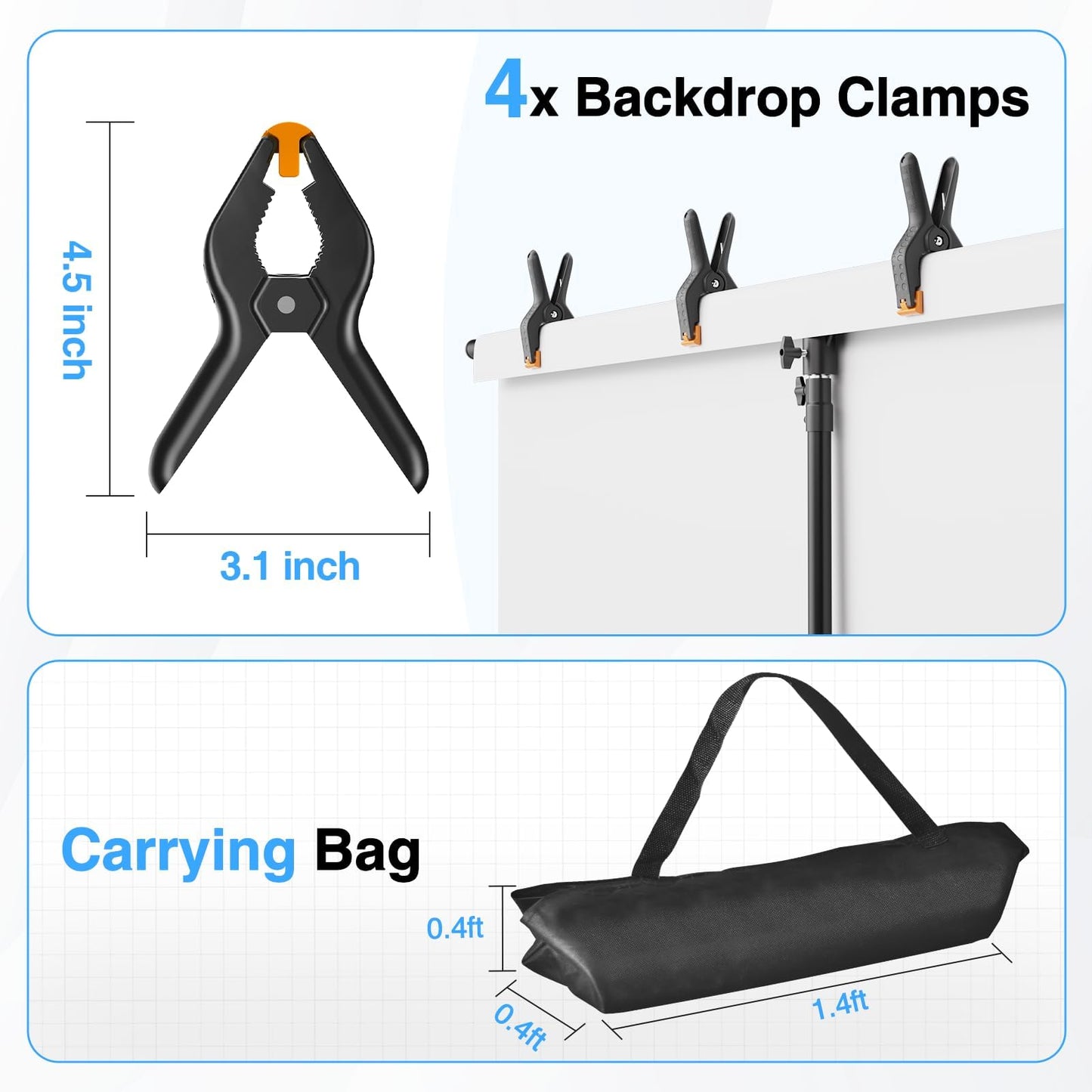 EMART T Shape Backdrop Stand 8.5x5ft, Adjustable Green Screen Photo Banner Holder with Water Bag and 4 Clamps Photography Background Support Kit for Parties, Photoshoot, Balloon