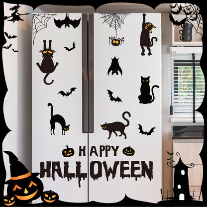 JarThenaAMCS 30 Pcs Halloween Garage Magnets Decoration Black Cat Bat Pumpkin Spider Web Garage Door Decals Magnetic Refrigerator Stickers for Halloween Party Home Car