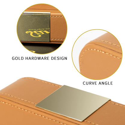 SANZIE Luxury Leather Desktop Storage Small Catchall Organizer Decorative Tray for Entryway Table to Hold Jewelry Watch Cosmetics Keys Phone Wallet, Home & Office Accessories (Metal Gilded, Orange)