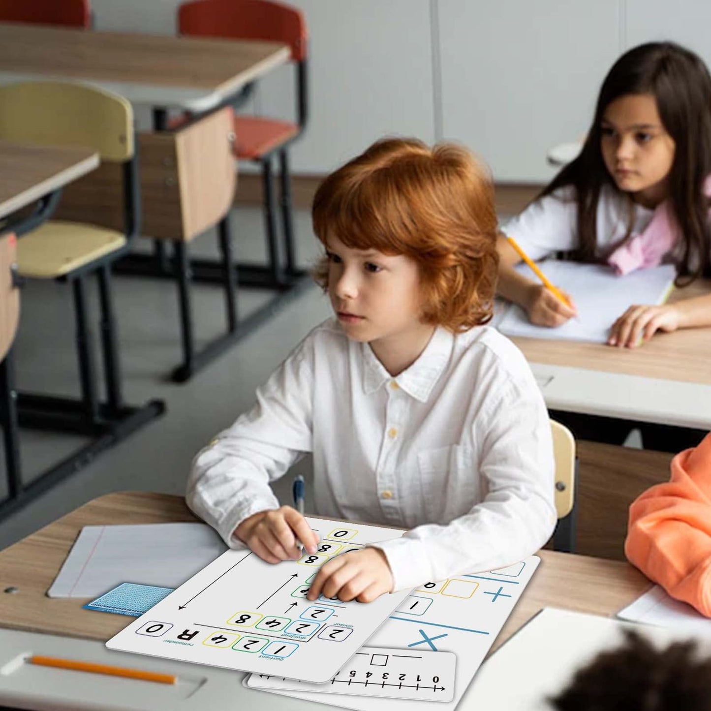 Set of Dry Erase Addition, Subtraction, Multiplication, and Division Practice White Board, Mathematics Board with a 4" x 2.5" Multiplication Chart Board for Kids Students, Classroom and Home