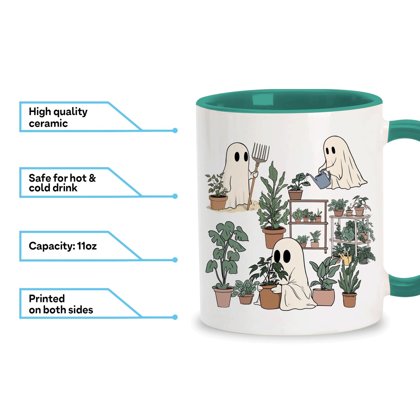 Hyturtle Cute Ghost Plant Mug Gifts For Plant Lovers on Birthday, Halloween