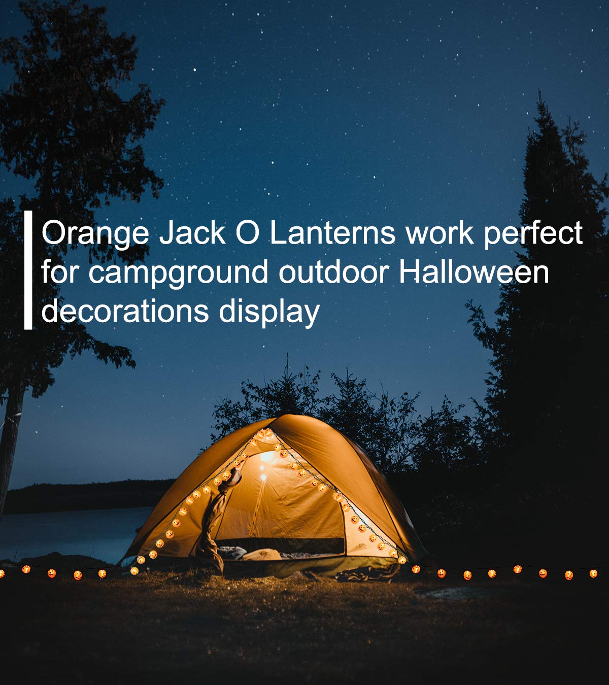 TIGOMOOV Halloween Lantern String Lights, Jack O Lanterns Pumpkin String Lights Plug in, 10 Orange Lights String 9.83FT Connectable Indoor/Outdoor Halloween Decorations