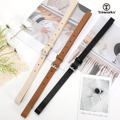 TRIWORKS 3 Pack Women Skinny Leather Belt for Jeans Pants Dress Ladies Thin Waist Belt with Silver Buckle