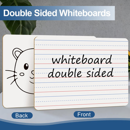 Dry Erase Boards, 30 Pack 9 x 12 Inch Mini Portable Practice White Boards with 30 Markers, 30 Erasers, Double Sided Personal Small Whiteboards with Lines for Kids, Students, Teachers Classroom School