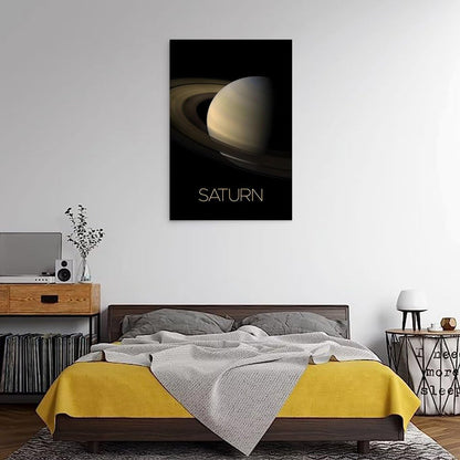Solar System Planets Canvas Wall Art - Saturn Planet Space Poster for Kids Room Bedroom Classroom, STEM Educational Astronomy Decor, Science Gift for Boys Girls, 12x18 Inch Framed