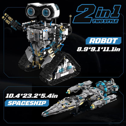 HPROMOT 2-in-1 STEM Robot Building Kit, 1468 PCS APP & Remote Control Space Robot Toys for Kids Ages 8-16, Engineering Technic Coding Robotic Kit, Educational Science Set Birthday Gift for Boys Girls