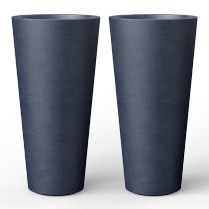 Kante Tall Concrete Planter (Set of 2), 15.8 Inch Height Large Flower Pot for Indoor Outdoor Plants, Suitable for Home, Patio, Garden, Porch, Charcoal