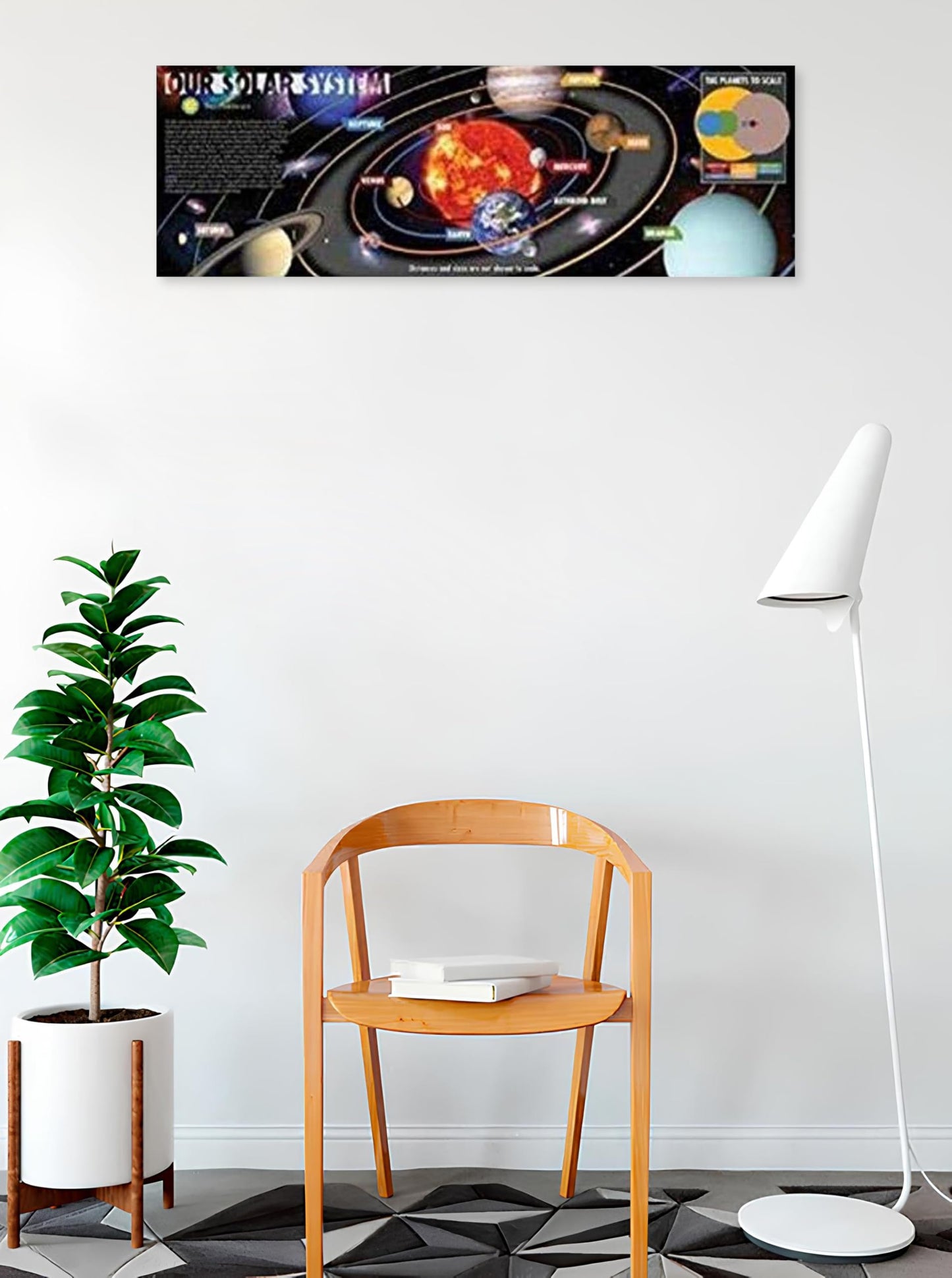 BUY ART FOR LESS Officially Licensed Our Solar System Smithsonian Educational Chart Art Poster - 36 x 12 Inch - Decorative Print - Poster Paper - Ready to Frame