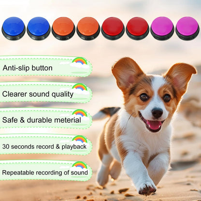 Gelabur Set of 8 Dog Buttons for Communication, Voice Recordable Buttons for Classroom, Dog Training Talking Buttons Starter Set, Pet Easy Speaking Buttons Tools