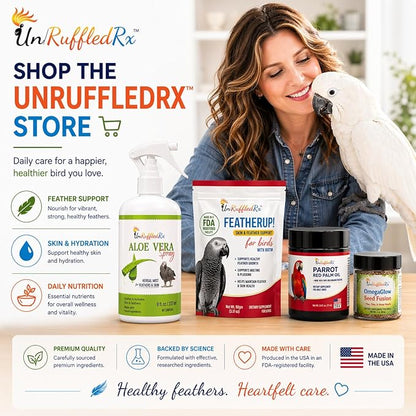 UnRuffledRx™ Bird Calcium Plus with Magnesium and D3, Dissolves Clear and Tasteless in Water, Supports Bone, Muscle, Feather and Egg Health, 45 Servings, Made in FDA-Registered USA Facility