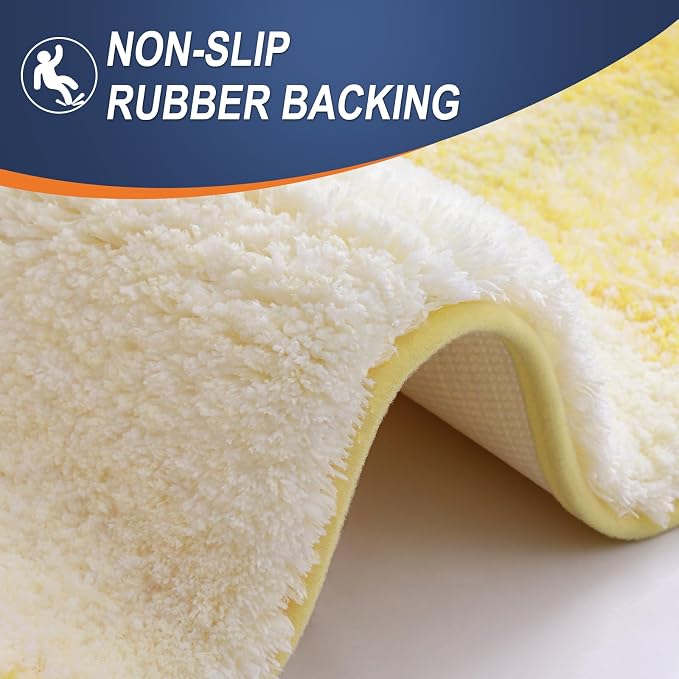 OLANLY Bathroom Runner Rugs Mat 47x17, Extra Soft Absorbent Microfiber Bath Rugs, Rubber Backing, Quick Dry, Washable Long Bath Mats for Bathroom Floor, Tub and Shower, Home Decor Accessories, Yellow