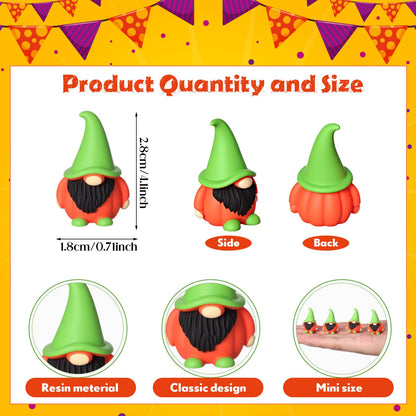 Roowest 60 Pcs 60 Pcs Mini Christmas Gnomes Figurines Decorations Miniature Resin Gnomes Tiny Santa Deer Gingerbread Man Dwarf Figurine to Hide Ornaments for Village Table Decor (Pumpkin)