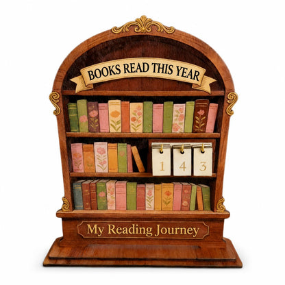Wooden Reading Tracker, Annual Book Log for Book Lovers, Rustic Bookshelf Design, for Readers