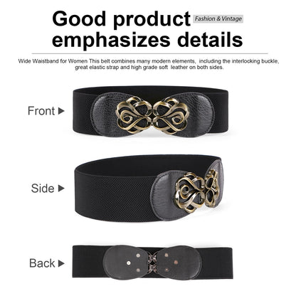 JASGOOD Women Stretchy Belts for Dresses Vintage Elastic Wide Waist Belts, Halloween Cosplay Belt