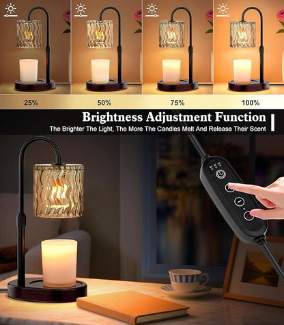 Candle Warmer Lamp Electric Timer: Dimmable Candles Warming Lamps - Height Adjustable Burner Jar - No Flame Scented Melts Wax - All Candle Jars Home Decor Table Light