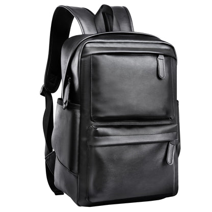 MOYYI Leather Laptop Backpack for Men Black Fit 15.6inch Laptop Backpack Simplify Rucksack Waterproof for Work Commute Casual Daypack
