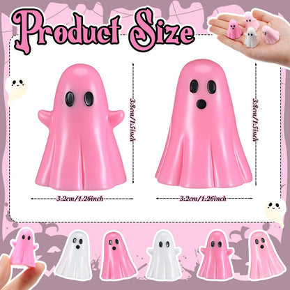 Beeveer 50 Pcs Halloween Mini Ghost Figurines Ghost Figurines Resin Small Miniature Figures Spooky Tiered Tray Decor Garden Cake Topper Dollhouse Micro Home Tabletop Landscape Decor