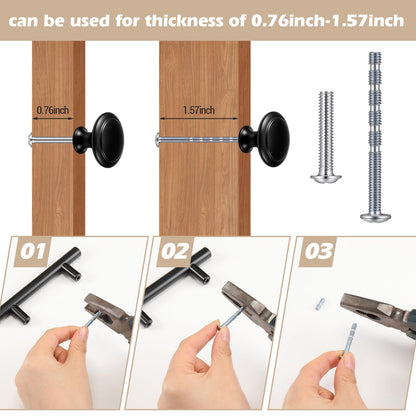 Yookeer 30 Pack Cabinet Pulls and Cabinet Knobs Stainless Steel 5 Inch Kitchen Drawer Pulls 30mm Drawer Knobs with Installation Screws for Dressers Kitchens Cupboard(Black)