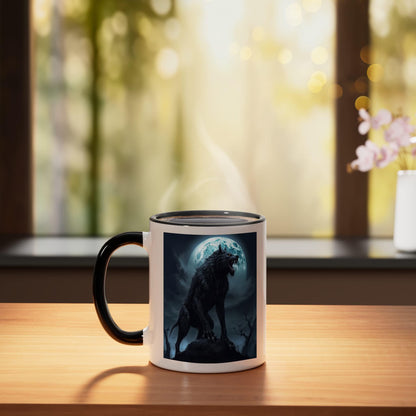 Werewolf Scary Monster Ceramic Mug, Black/White