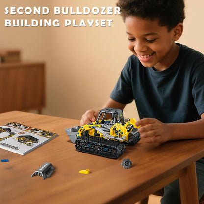 BeepZipp 2-in-1 Excavator & Bulldozer Building Kit - 399 Pieces STEM Educational Construction Toys for Kids, Creative Birthday Gift Idea