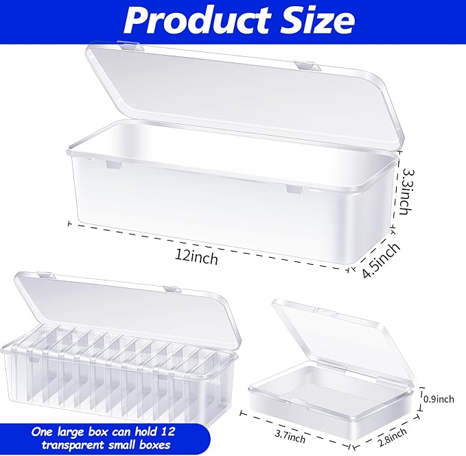 12 Pcs Playing Card Box, Clear Trading Card Storage Organizer 3.86 x 2.91 x 0.94 Inch Plastic Card Deck Case Snap Closed Holder Storage Organizer for Gaming Cards, Business Card Storage (12)
