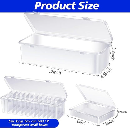 12 Pcs Playing Card Box, Clear Trading Card Storage Organizer 3.86 x 2.91 x 0.94 Inch Plastic Card Deck Case Snap Closed Holder Storage Organizer for Gaming Cards, Business Card Storage (12)