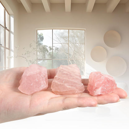 1.1lb Bulk Raw Rose Quartz Stone Rough Crystal-Natural Raw Stones Crystal for Tumbling, Cabbing, Fountain Rocks, Decoration,Polishing, Wire Wrapping, Wicca & Reiki Crystal Healing