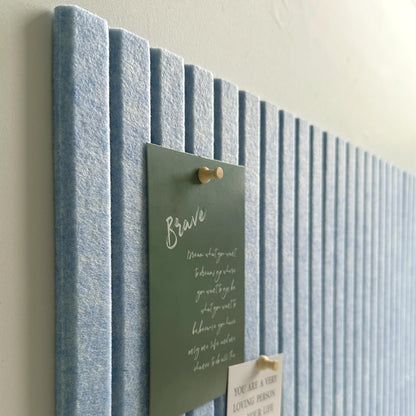 Large Cork Board for Office, 8 Pack Felt Wall Tiles with Slat Wall Paneling and Safe Removable Adhesive Tabs, Felt Bulletin Board Pin Board Cork Boards for Walls - Light Blue