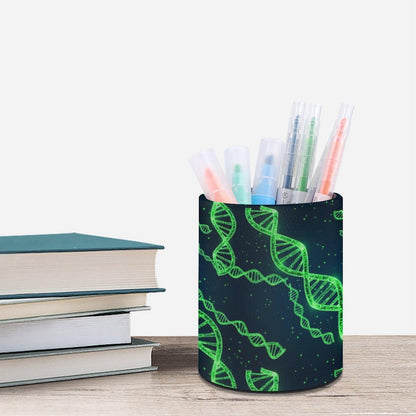 UTRSIFB Pen Holder Leather Pencil, Holder Cup Makeup Brush Storage Organizer, Waterproof Multifunctional Office Supplies DNA Science