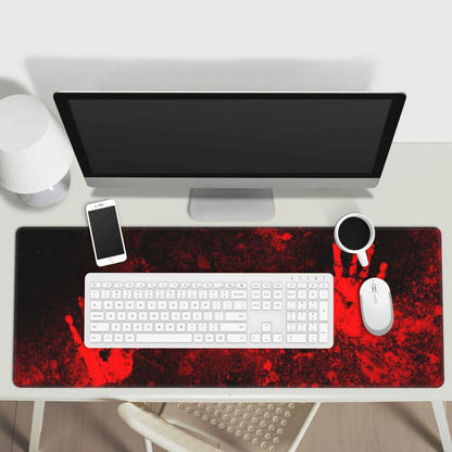 Halloween Scary Horror Red Blood Spatter Bloody Handprint Gaming Keyboard Mouse Pad Mousepad Huge Extended XL Stitched Edge Rubber Sole for Home Office(31.5"X 11.8")