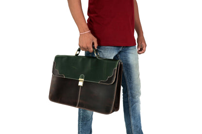 The Tannery Full Grain Genuine Leather Laptop Briefcase For Men & Women, Handcrafted Satchel For Work Crossbody Messenger Bag With Reinforced Strap Everyday Use, Best Gift For Father's Day (14 Inches)