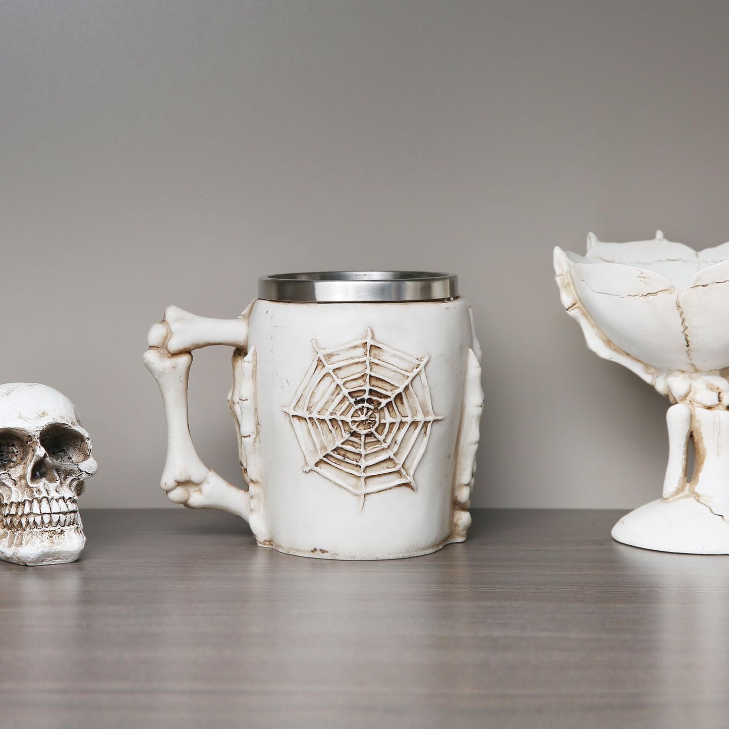 AsAlways Stainless Steel Skull Beer Mug Gothic Beer Stein Novelty Drinking Cup for Wine Coffee Halloween Accessory Gift 400ML/13.5OZ