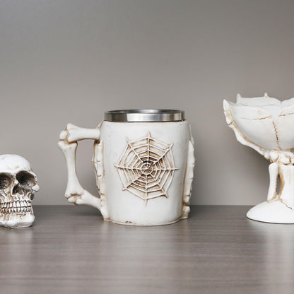 AsAlways Stainless Steel Skull Beer Mug Gothic Beer Stein Novelty Drinking Cup for Wine Coffee Halloween Accessory Gift 400ML/13.5OZ
