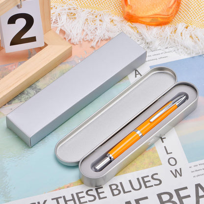 Jinhao 10 Press Fountain Pen with Box, Orange Retractable Extra Fine Nib with Ink Converter Set (Silver Clip)