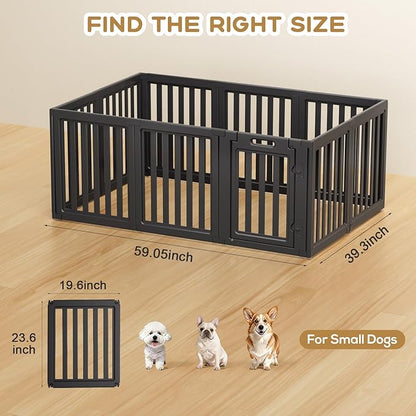 Dog Playpen, Clear Dog Pen, Dog Pen Indoor, Easy to Install and Remove Dog Play Pen, Puppy Playpen Suitable for Dogs, Cats,Dog Playpen Indoor(Black, 23.6 inch Height, 10 Panels)